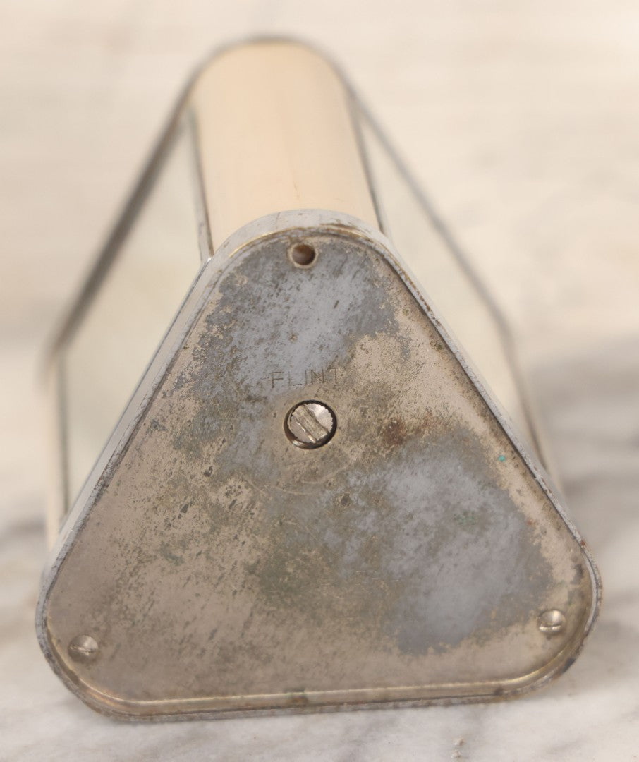 Lot 057 - Vintage Triangular Table Lighter With Spring Loaded Lighting Design, Non Working, As Found, With Three Mirrors Around Edges