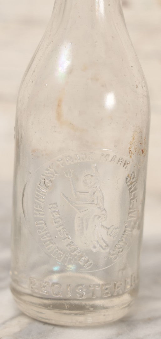 Lot 059 - Antique J. Edward Hennessy Glass Bottle, Salem, Massachusetts, With Flying Witch Logo