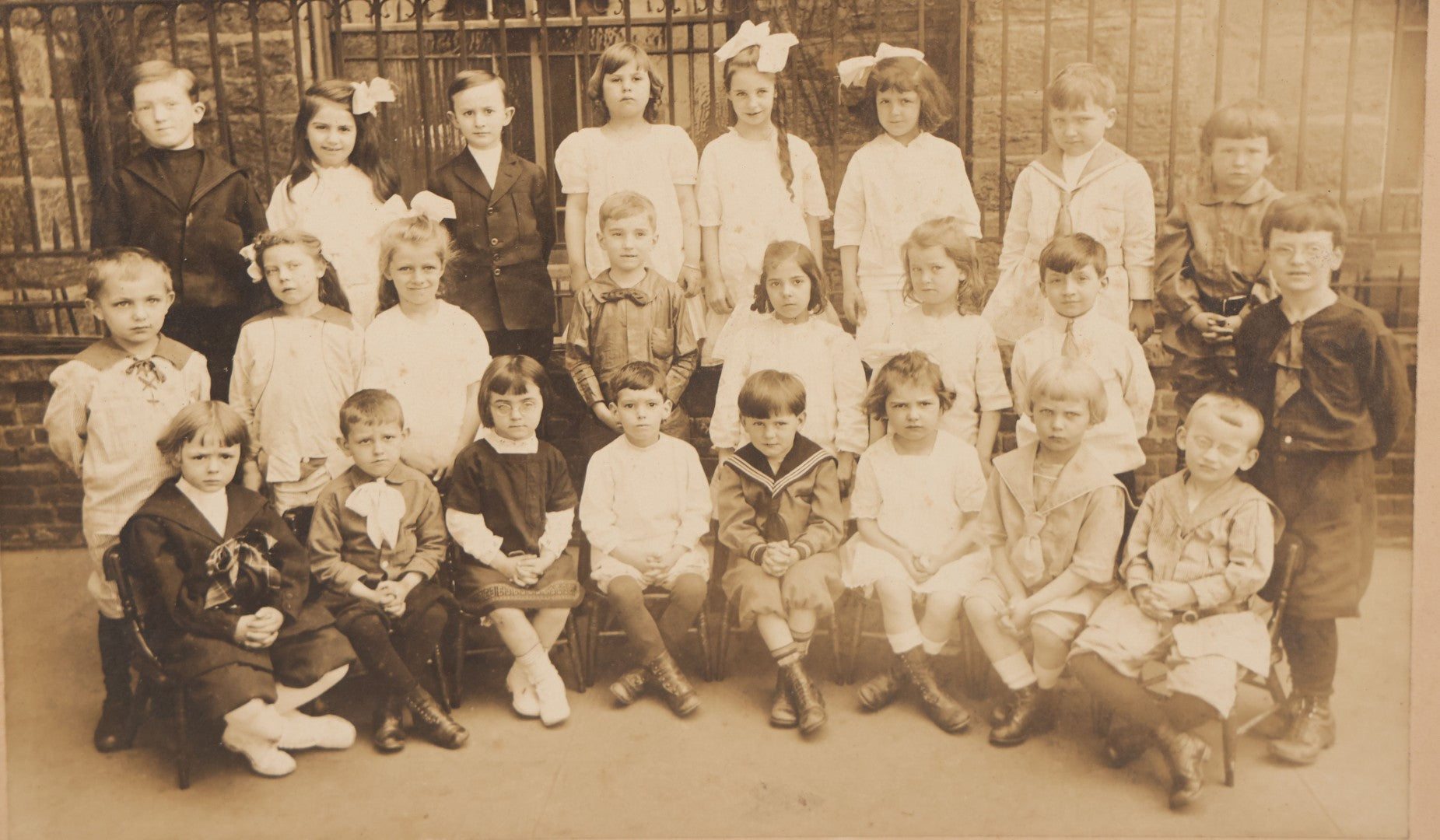 Lot 066 - Antique Boarded Photograph Of A Group Of School Children, Many Dressed In Sailors Costumes, No Identification