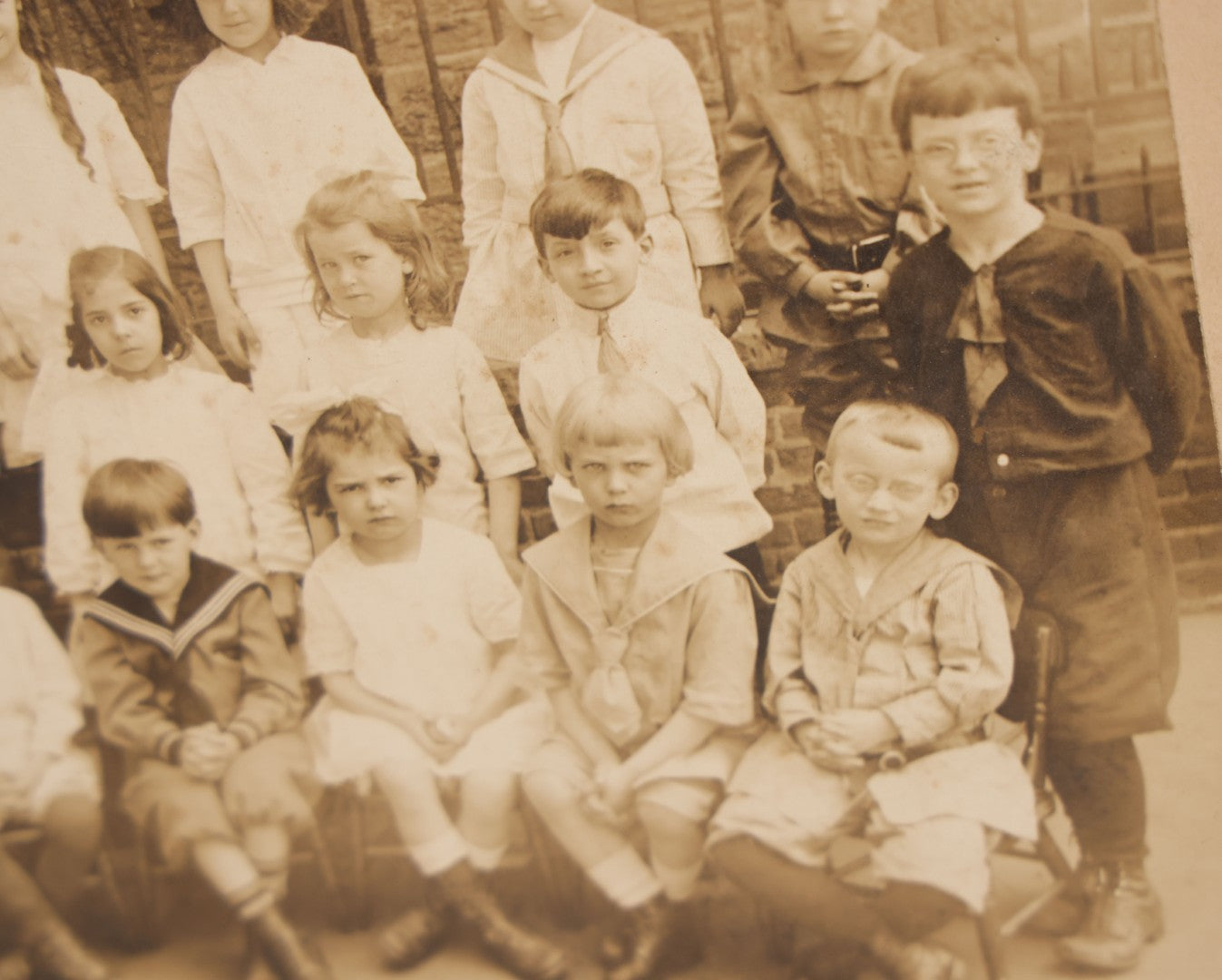 Lot 066 - Antique Boarded Photograph Of A Group Of School Children, Many Dressed In Sailors Costumes, No Identification