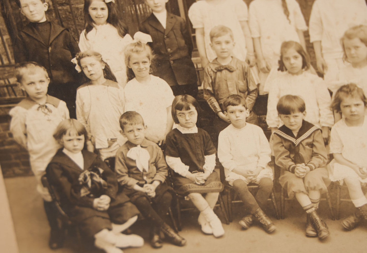 Lot 066 - Antique Boarded Photograph Of A Group Of School Children, Many Dressed In Sailors Costumes, No Identification