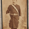 Lot 068 - Antique Cabinet Card Photograph Of An Adult Man In Freemason / Knights Templar Uniform With Sash, Sword, Belt, And Gloves, Featuring Red Cross Insignia, Etc., Lloyd Photographer, Troy, New York