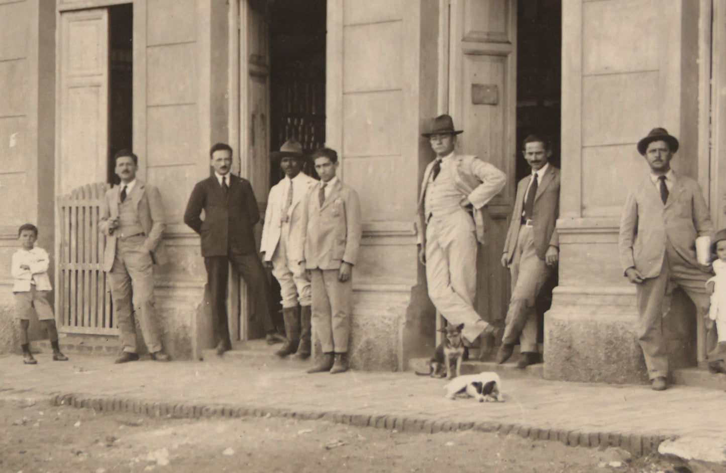 Lot 070 - Antique Mexican Or South American Boarded Photograph Of A General Store Or Like Establishment, Casa Comercial, Sarapiqui & Garofalías, With Two Dogs In Photo