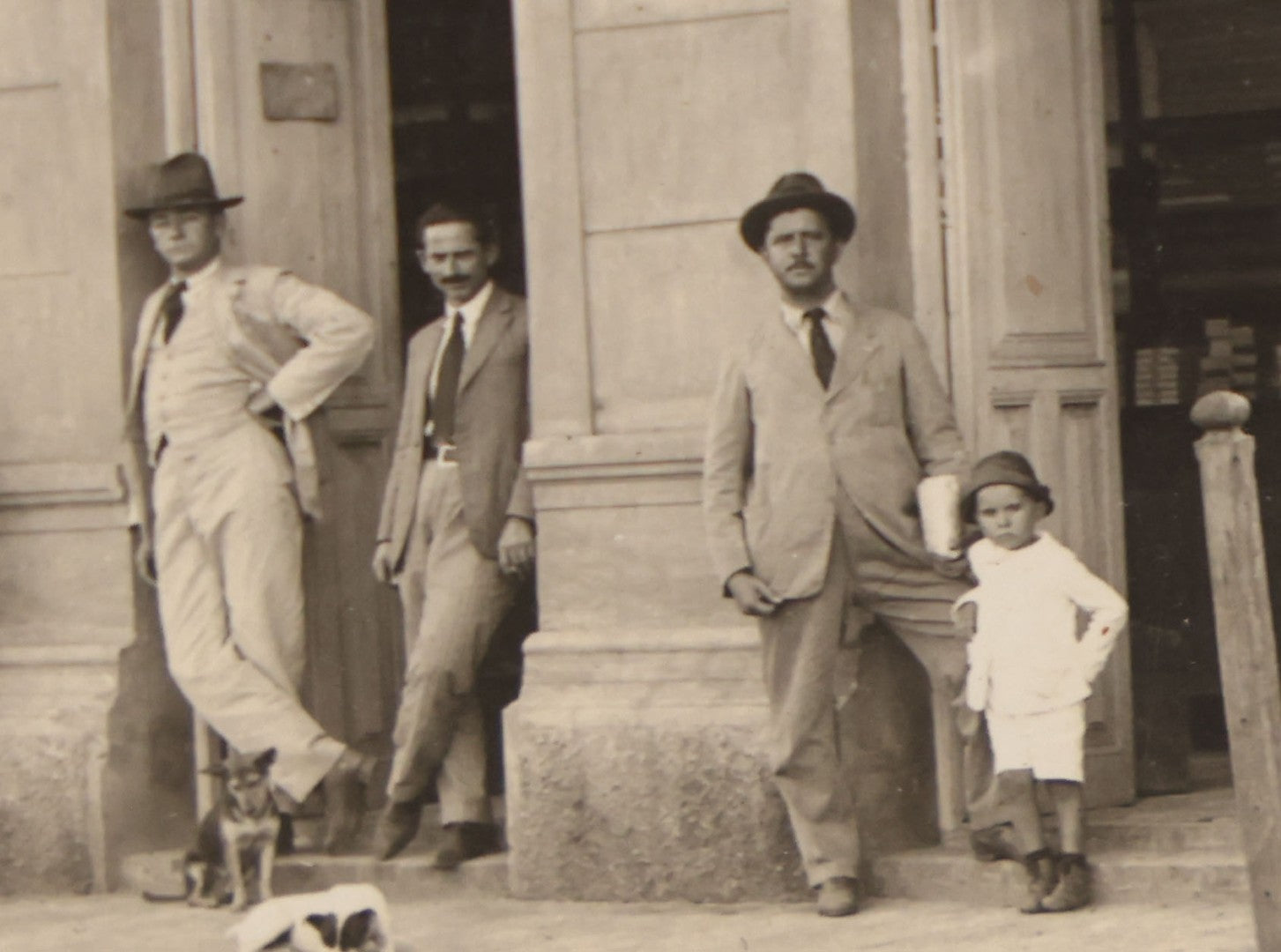 Lot 070 - Antique Mexican Or South American Boarded Photograph Of A General Store Or Like Establishment, Casa Comercial, Sarapiqui & Garofalías, With Two Dogs In Photo