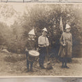Lot 076 - Antique Snapshot Photograph Of Three Children, Likely On July 4Th, One Holding American Flag, One Holding Broom, The Other Drumming