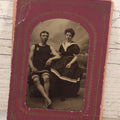 Lot 079 - Antique Tintype Photograph Of A Couple, Man And Woman, In Beachwear Swimsuits, Geissinger Studios, Atlantic City, New Jersey