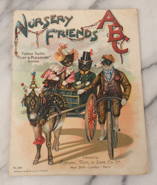 Lot 089 - "Nursery Friends ABC" From Father Tuck's "Play And Pleasure" Series" Antique Children's Book Featuring Anthropomorphic Animals, Note Incomplete, Cover Detached, Published By Raphael Tuck & Sons Co. Ltd., No 1637