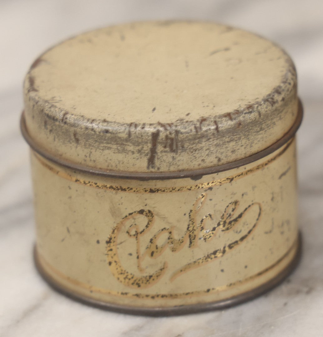 Lot 094 - Three Piece Vintage And Antique Tin Lot Including J.S. Fry And Co. Coca Tin-Turned-Pepper-Tin, Cake Tin, And Flour Tin