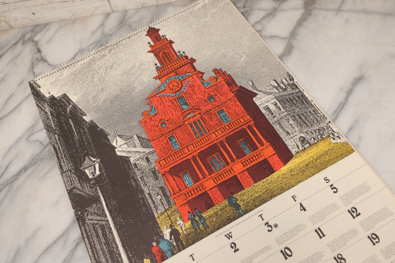 Lot 101 - Official Boston City Bicentennial Calendar, 1975, Published By The Provident Institution For Savings, 1974, With Colored Engravings Of Boston History