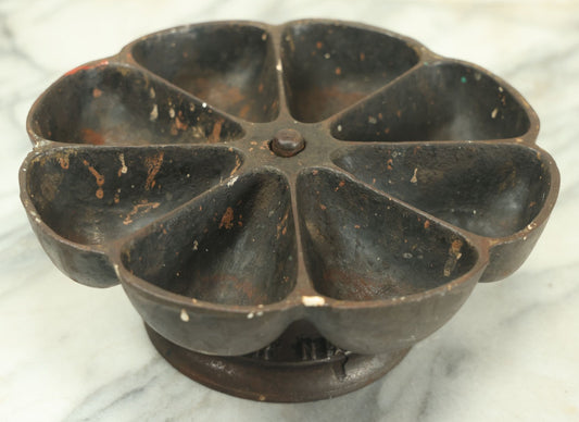 Lot 009 - Antique Cast Iron Industrial Star Nail Cup Rotating Hardware Storage Lazy Susan, 9-3/8" Diamatere