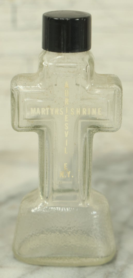 Lot 136 - Vintage Glass Holy Water Bottle From Martyr's Shrine,  Auriesville, Fultonville, New York