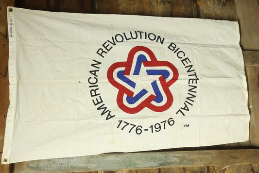 Lot 142 - Vintage American Revolution United States Bicentennial Flag, 1776-1976, Bulldog 100% Cotton Bunting, 3' x 5', Note Hole, Wear