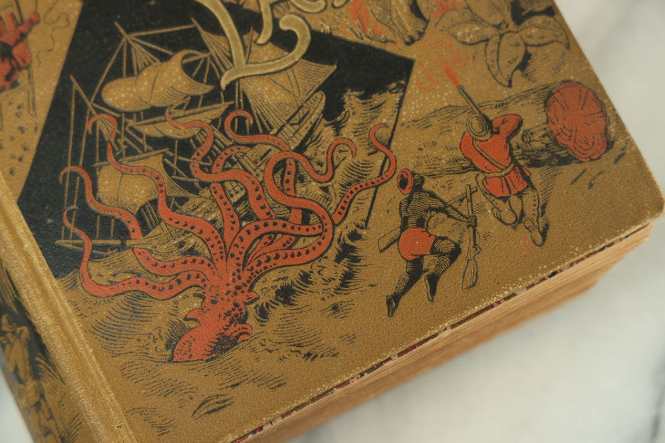 Lot 011 - "Sea And Land, An Illustrated History Of The Wonderful And Curious Things Of Nature" Antique Book By J.W. Buel, Published By Martin Garrison & Co., 1887, Illustrated With Bizarre Scenes And Creatures, Note Cover Detached