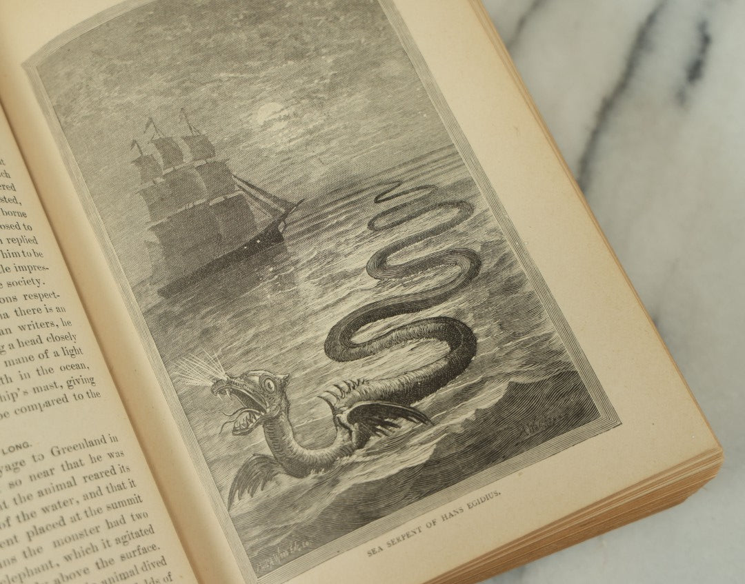 Lot 011 - "Sea And Land, An Illustrated History Of The Wonderful And Curious Things Of Nature" Antique Book By J.W. Buel, Published By Martin Garrison & Co., 1887, Illustrated With Bizarre Scenes And Creatures, Note Cover Detached