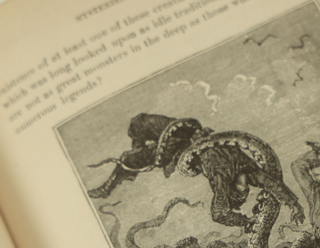 Lot 011 - "Sea And Land, An Illustrated History Of The Wonderful And Curious Things Of Nature" Antique Book By J.W. Buel, Published By Martin Garrison & Co., 1887, Illustrated With Bizarre Scenes And Creatures, Note Cover Detached