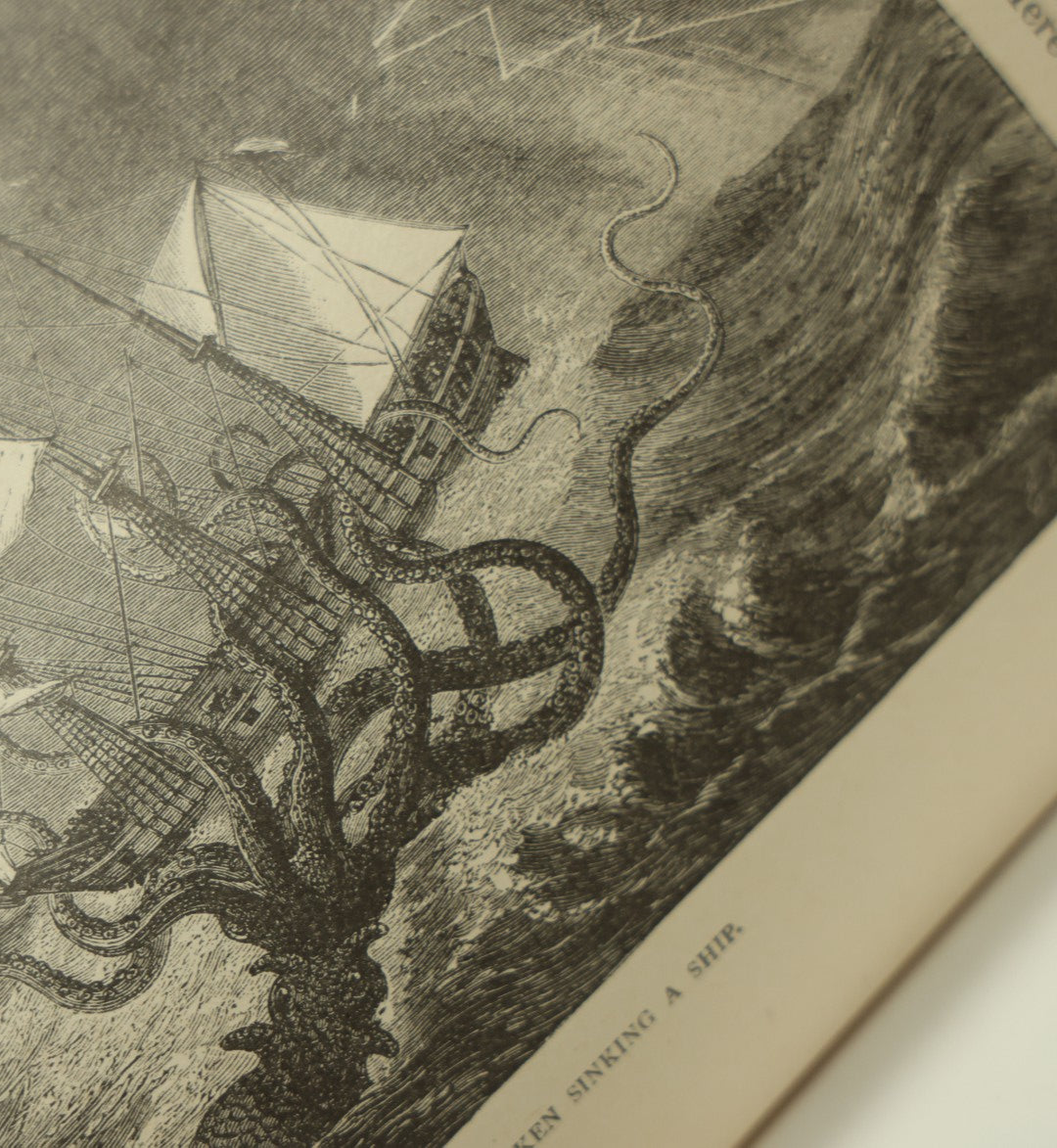 Lot 011 - "Sea And Land, An Illustrated History Of The Wonderful And Curious Things Of Nature" Antique Book By J.W. Buel, Published By Martin Garrison & Co., 1887, Illustrated With Bizarre Scenes And Creatures, Note Cover Detached