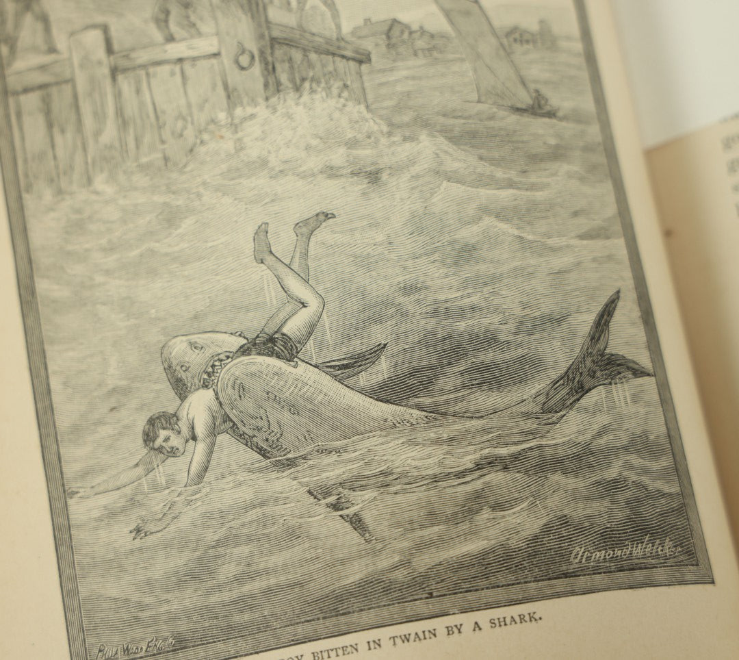 Lot 011 - "Sea And Land, An Illustrated History Of The Wonderful And Curious Things Of Nature" Antique Book By J.W. Buel, Published By Martin Garrison & Co., 1887, Illustrated With Bizarre Scenes And Creatures, Note Cover Detached