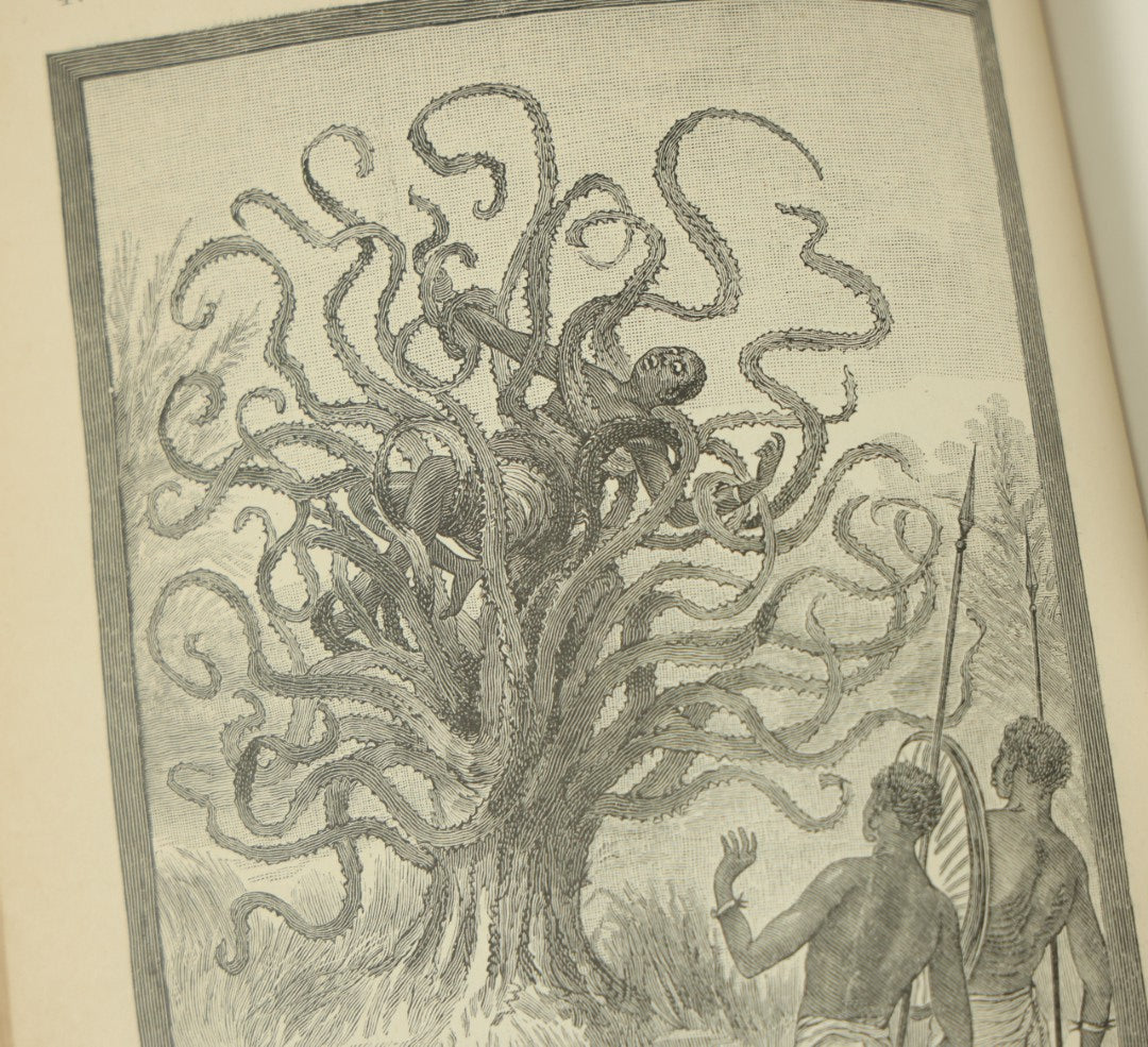 Lot 011 - "Sea And Land, An Illustrated History Of The Wonderful And Curious Things Of Nature" Antique Book By J.W. Buel, Published By Martin Garrison & Co., 1887, Illustrated With Bizarre Scenes And Creatures, Note Cover Detached