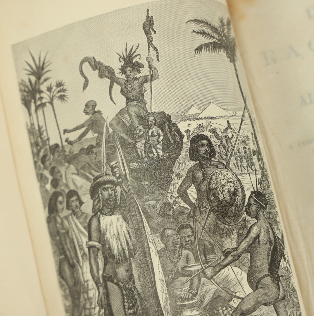 Lot 013 - "The Uncivilized Races Of Men" Two Volume Antique Book Set By Reverend J.G. Wood, J.B. Burr And Company, Publishers, 1870, Hartford, Profusely Illustrated