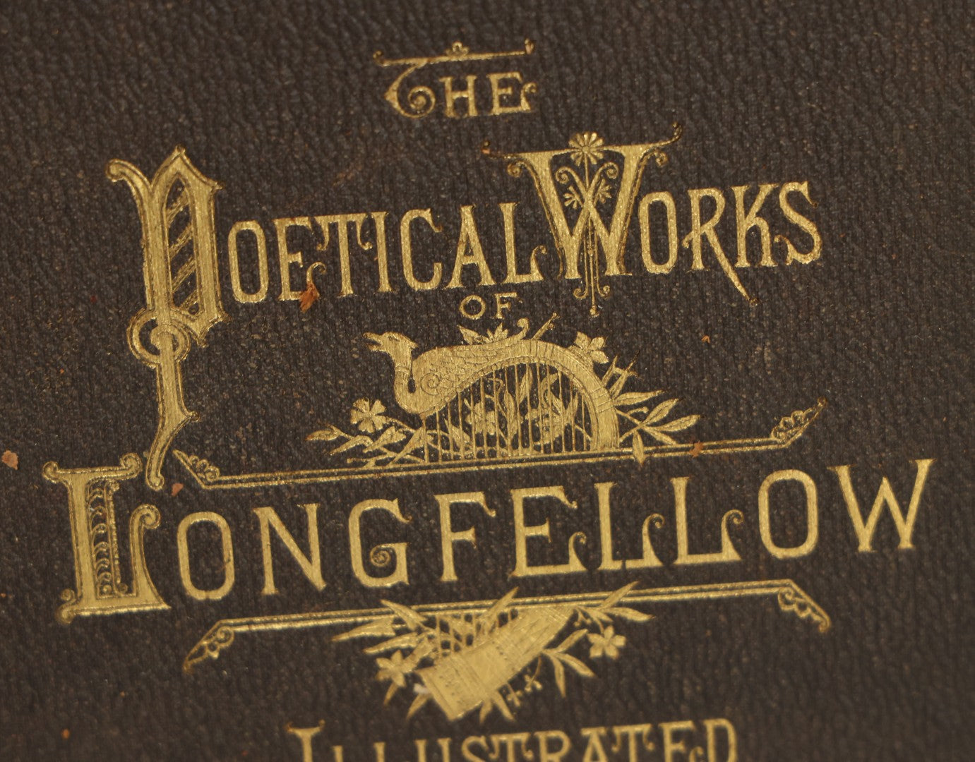 Lot 015 - "The Poetical Works Of Henry Wadsworth Longfellow" Antique Two Volume Book Set, Profusely Illustrated, Houghton, Osgood, And Company, Publishers, Boston, The Riverside Press, Cambridge, 1879, Note One Cover Detached