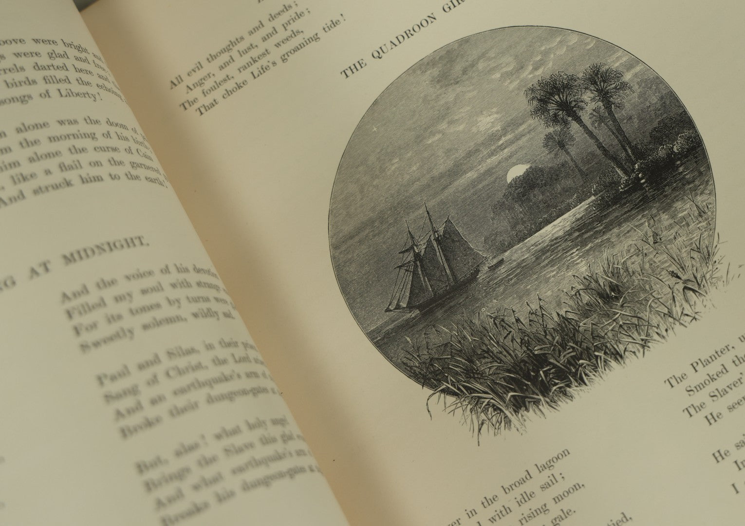 Lot 015 - "The Poetical Works Of Henry Wadsworth Longfellow" Antique Two Volume Book Set, Profusely Illustrated, Houghton, Osgood, And Company, Publishers, Boston, The Riverside Press, Cambridge, 1879, Note One Cover Detached