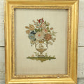 Lot 017 - Antique Victorian Stumpwork Raised Embroidery Shadow Box With An Urn, Bouquet Of Flowers, With "A" Monogram, On Grass, 17" x 20"