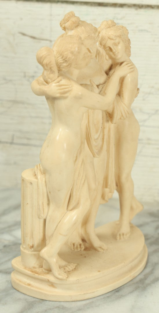 Lot 018 - Vintage Gino Ruggeri “The Three Graces” Resin Sculpture, After Antonio Canova, 9-1/2" Tall