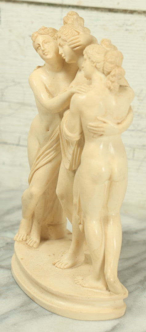 Lot 018 - Vintage Gino Ruggeri “The Three Graces” Resin Sculpture, After Antonio Canova, 9-1/2" Tall