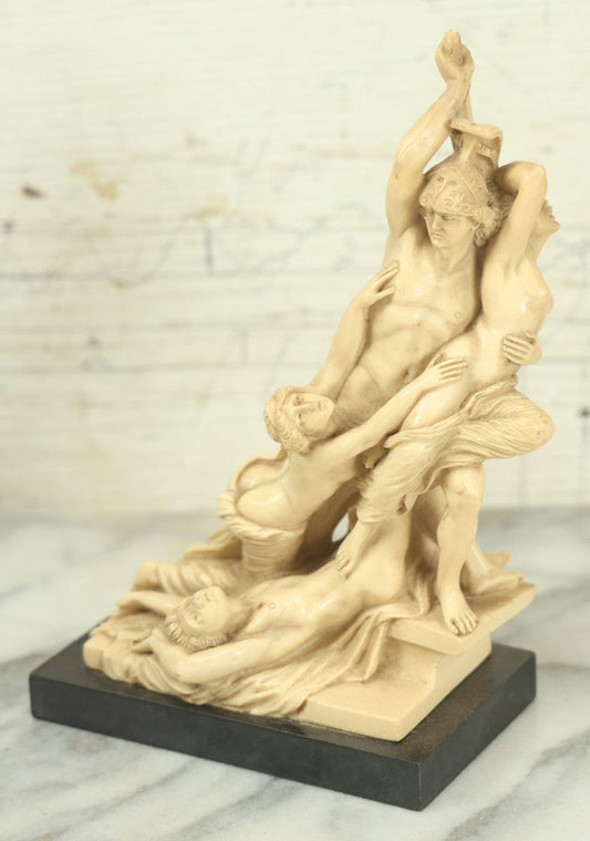 Lot 019 - Vintage Gino Ruggeri “The Rape Of Polyxena” Resin Sculpture, After Pio Fedi, 9-1/2" Tall