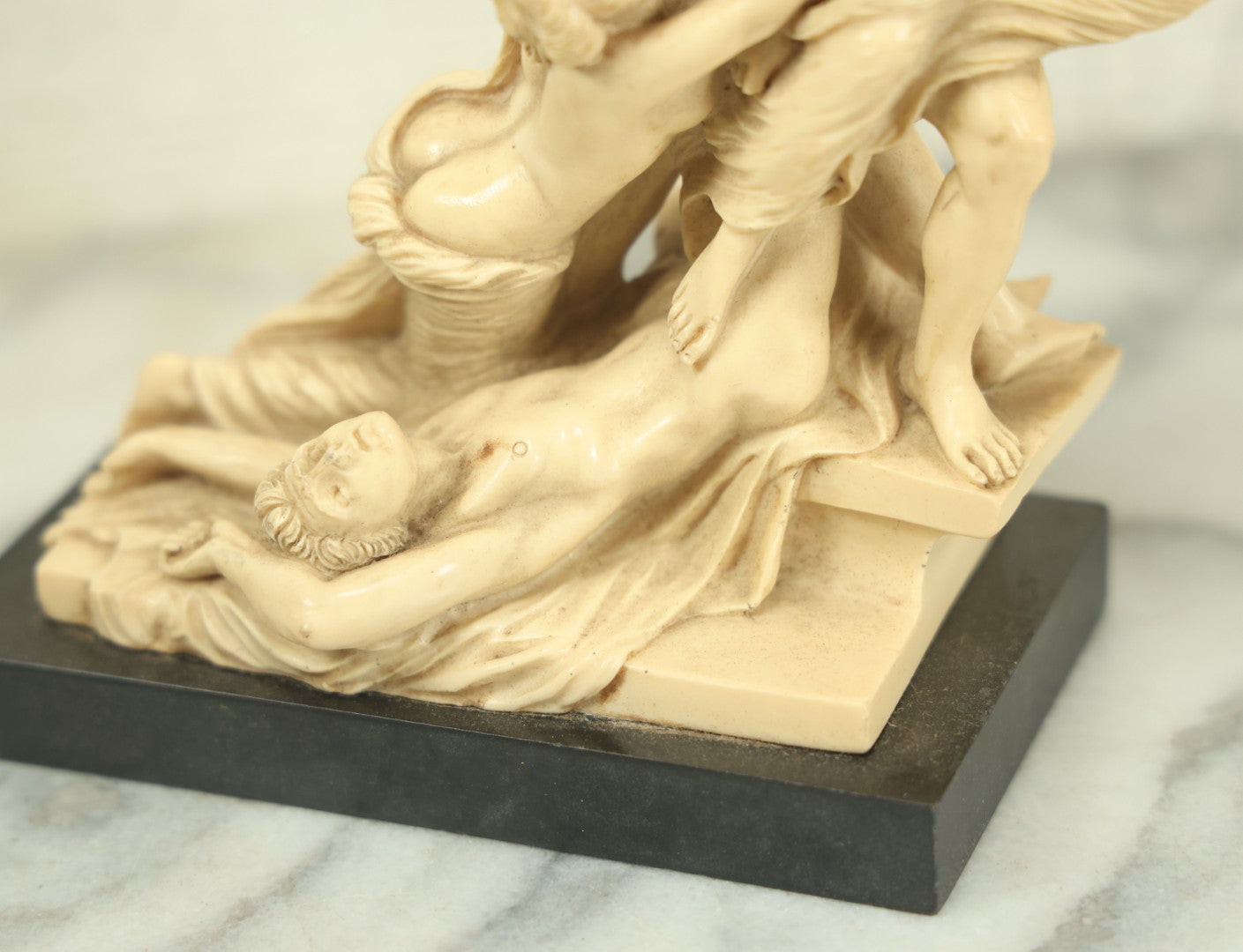 Lot 019 - Vintage Gino Ruggeri “The Rape Of Polyxena” Resin Sculpture, After Pio Fedi, 9-1/2" Tall