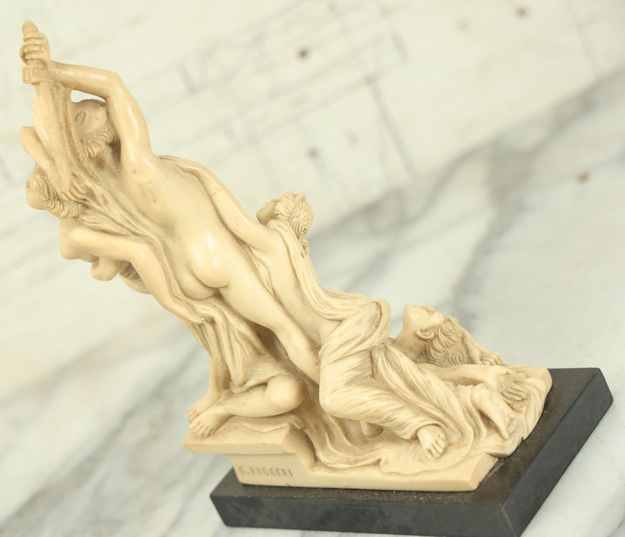 Lot 019 - Vintage Gino Ruggeri “The Rape Of Polyxena” Resin Sculpture, After Pio Fedi, 9-1/2" Tall