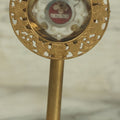 Lot 022 - Vintage Catholic Religious Relic In Brass Stand Of Pope Pius X,  Note Crack In White Plastic Housing, As Found