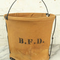 Lot 025 - Antique Brookfield Fire Department B.F.D. Canvas Folding Water Bucket, By Handy Folding Pail Co., Westfield, Massachusetts