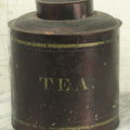 Lot 028 - Antique Toleware Tea Tin With Painted Stenciled Letter, Lid