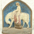 Lot 030 - Antique Cast Iron Painted Lady Godiva Single Bookend, Nude Woman Riding Horse, 11th Century English Folklore Hero
