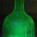 Lot 033 - Antique Uranium Glass Vaseline Depression Glass Decanter, Glows Under Black Light, 8" Tall, No Stopper