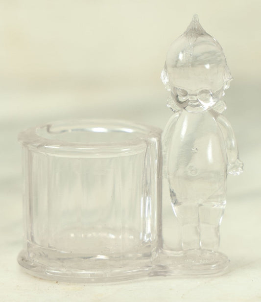 Lot 046 - Vintage Glass Kewpie 4 Oz Candy Container Toothpick Holder By Geo. Borgfeldt & Co.