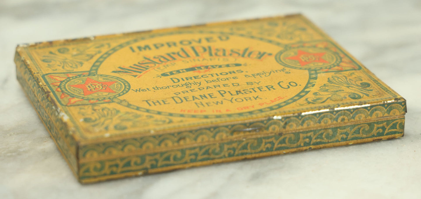 Lot 050 - Antique Improved Mustard Plaster Tin, The Deane Plaster Co., New York, Manufacturers Of Medicinal And Surgical Plasters, Antiseptic And Absorbent Dressings