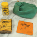 Lot 058 - Vintage Seafoam Green Zippered Belt Pouch With Northland Hi-Speed Ski Wax Items, As Found