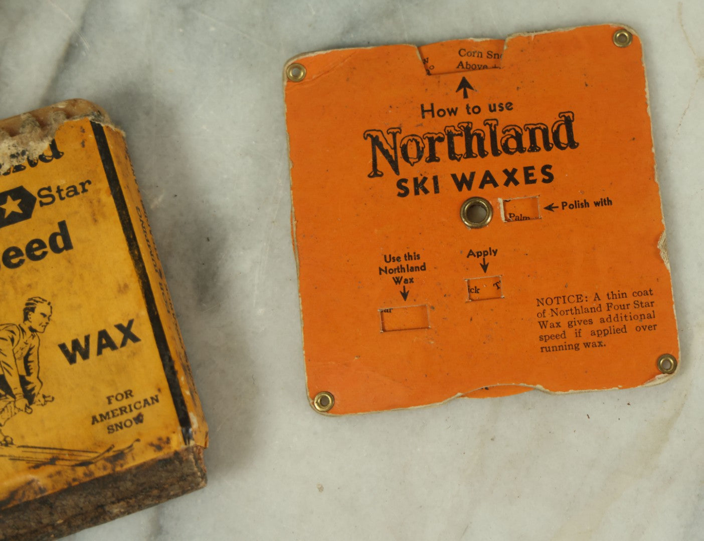 Lot 058 - Vintage Seafoam Green Zippered Belt Pouch With Northland Hi-Speed Ski Wax Items, As Found