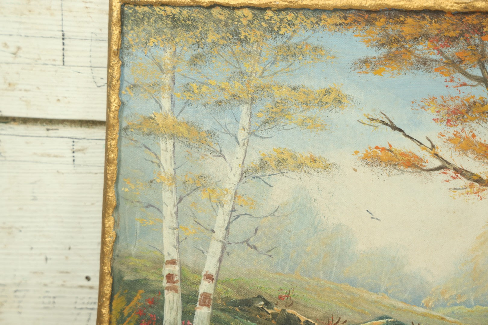 Lot 072 - Vintage Landscape Painting On Board Entitled "New England Brook" Artist Signed W. C. Addison, New England And Floridian Artist, Note Losses To Applied Gesso Border, 15-3/4" x 11-7/8"