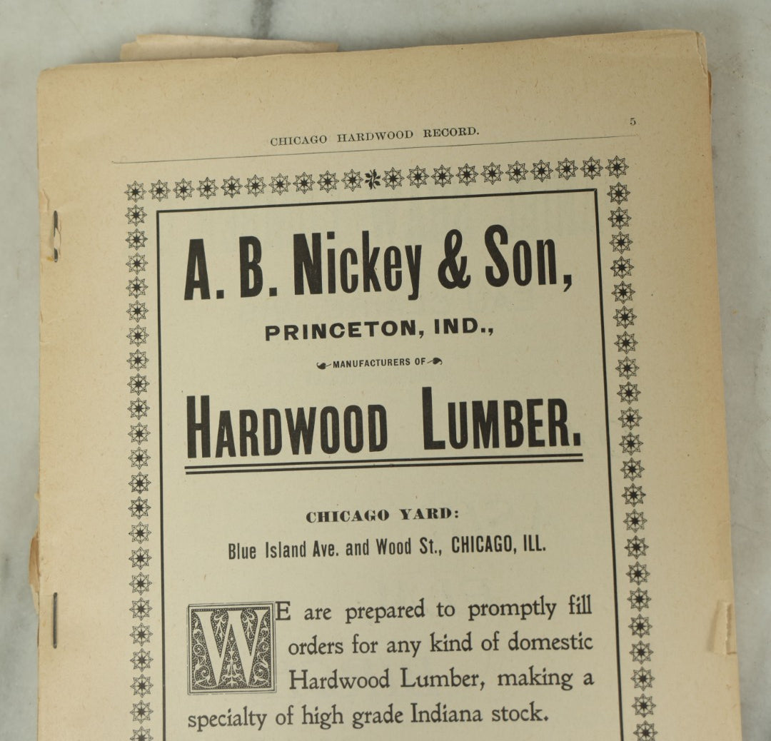 Lot 073 - Antique Framed X-Ray Motif Advertisement For T.B. Stone Lumber, Cincinnati, Ohio, With Partial Chicago Hardwood Record Magazine From Which Advertisement Came, Sold Together, Frame 10-1/2" x 8-3/8"