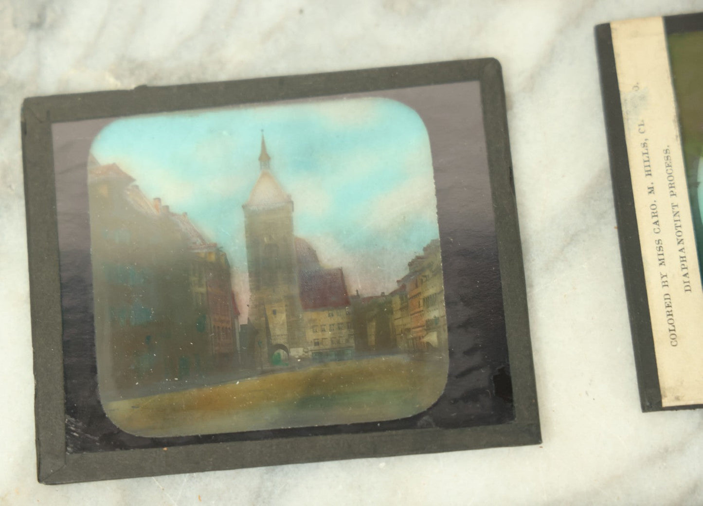 Lot 074 - Grouping Of Eleven Antique Hand Colored And Other Magic Lantern Slides Depicting Religious Scenes, Botany, Maps, Landmarks, And Other Subjects