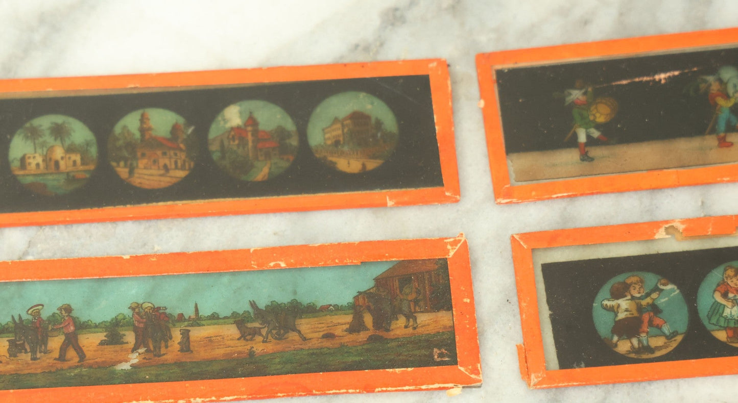 Lot 075 - Grouping Of Twenty Antique Whimsical Childrens Magic Lantern Slides Depicting Stories, Characters, Animals, Landmarks, And More