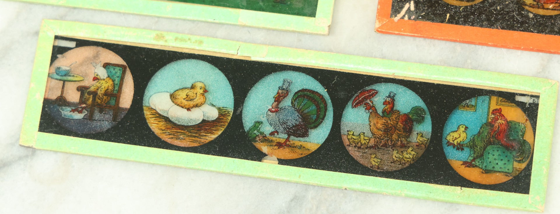 Lot 075 - Grouping Of Twenty Antique Whimsical Childrens Magic Lantern Slides Depicting Stories, Characters, Animals, Landmarks, And More