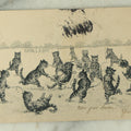 Lot 083 - Single Antique Cat Postcard, Kittens Playing Field Hockey, Illustrated By Louis Wain