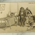 Lot 084 - Single Antique Cat Postcard, "Visite Du Medecin" Monkey Doctor Visiting Sick Cat In Bed, Postmarked 1905