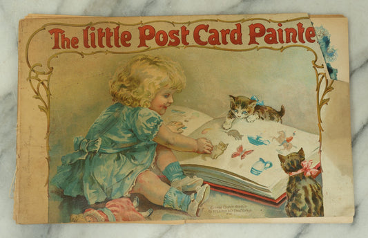 Lot 100 - "The Little Postcard Painter" Antique Postcard Painting Book For Children, By Ernest Nister, London, And E.P. Dutton &* Co., New York, No. 888, Watercolor Book For Children To Paint Their Own Postcards, Used