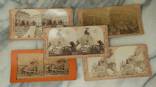 Lot 110 - Grouping Of Five Antique Stereo View Stereo Optic Photograph Cards Including "Her Guardian Angel" Trick Shot Spirit Ghost Photograph, Other Landmarks, Scenes