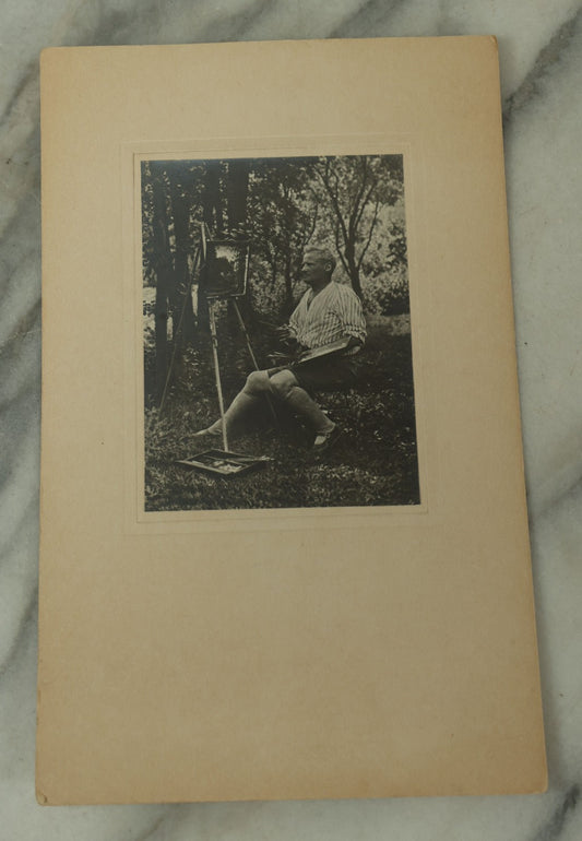 Lot 112 - Single Vintage Boarded Photo Of A Man Painting A Landscape Scene, Vienna, Austria